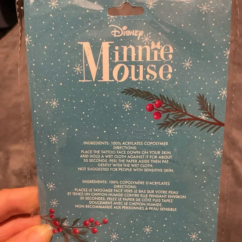 Claires Disney Minnie Mouse Christmas Sticker Earrings & Tattoos Set Vintage Y2K